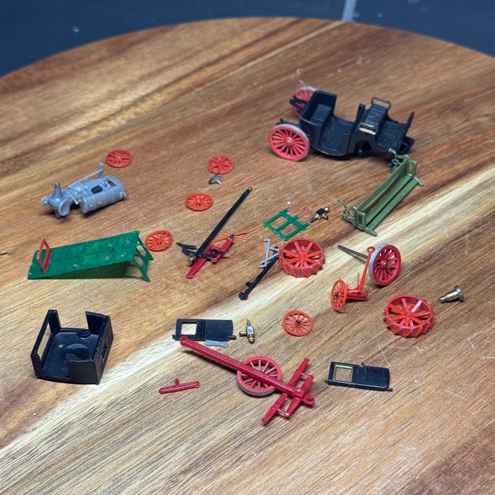 Vintage RMM Miniature Model Parts Lot Horse Drawn Carriage Farm Equipment Parts